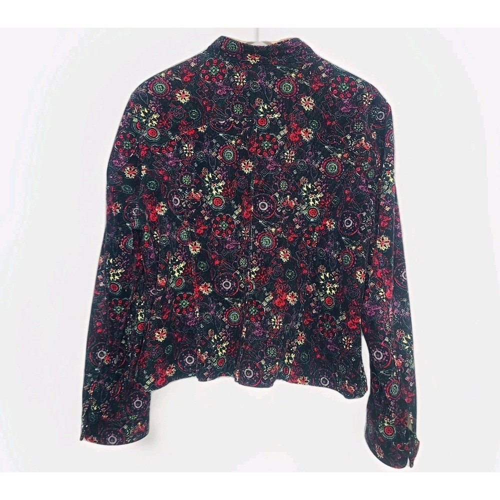 Christopher & Banks Jacket‎ Womens Black Denim Corduroy Floral Soft Stretch XL - Picture 3 of 6